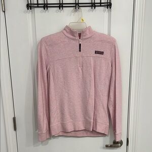 Vineyard Vines Heathered Light Pink Quarter-Zip Pullover